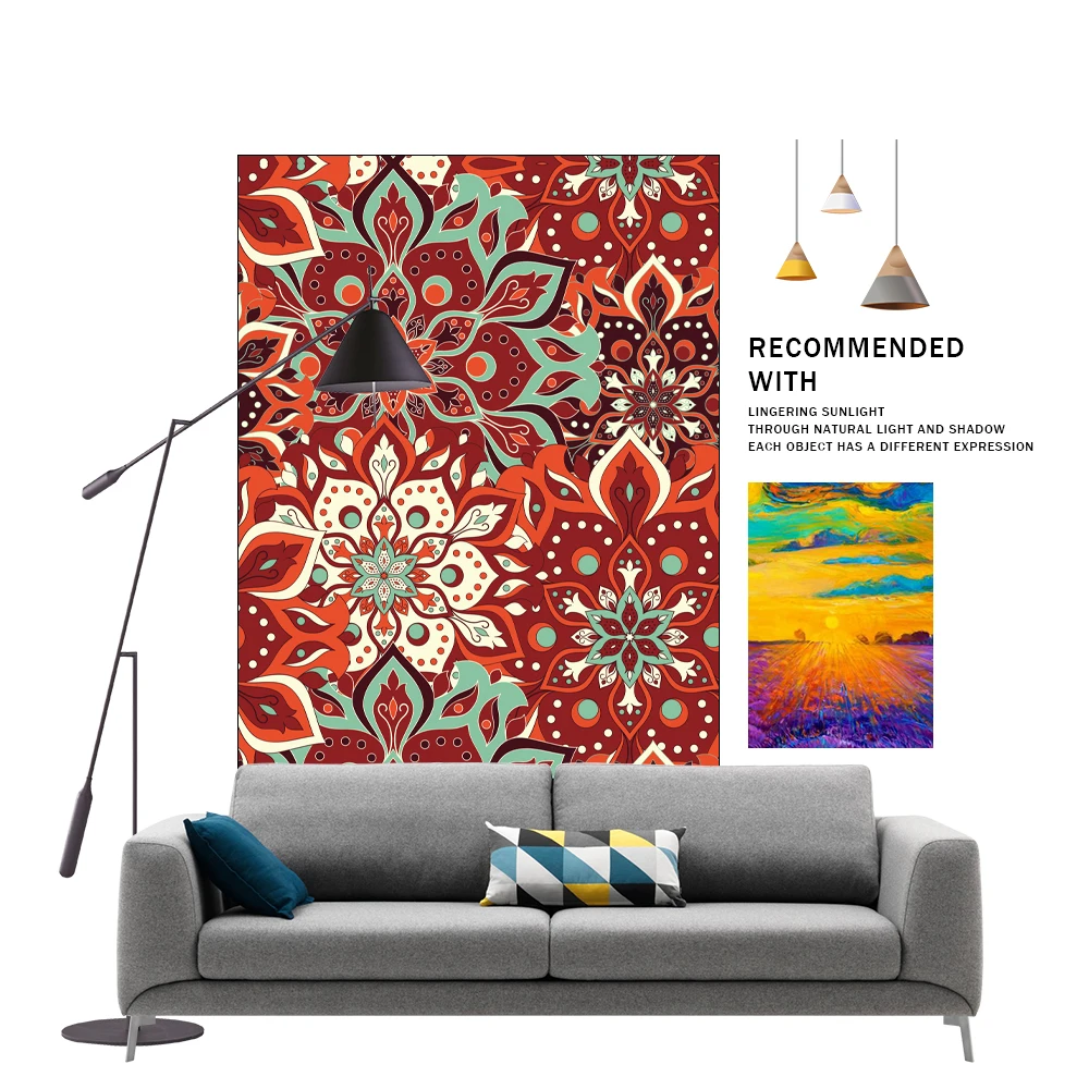 Горячая Распродажа Мандала красный ковер с цветочным узором на нескользящей