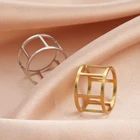 Золотистые полые геометрические кольца COOLTIME для женщин, парные кольца 2022, трендовые минималистичные ювелирные изделия из нержавеющей стали, подарки на день рождения