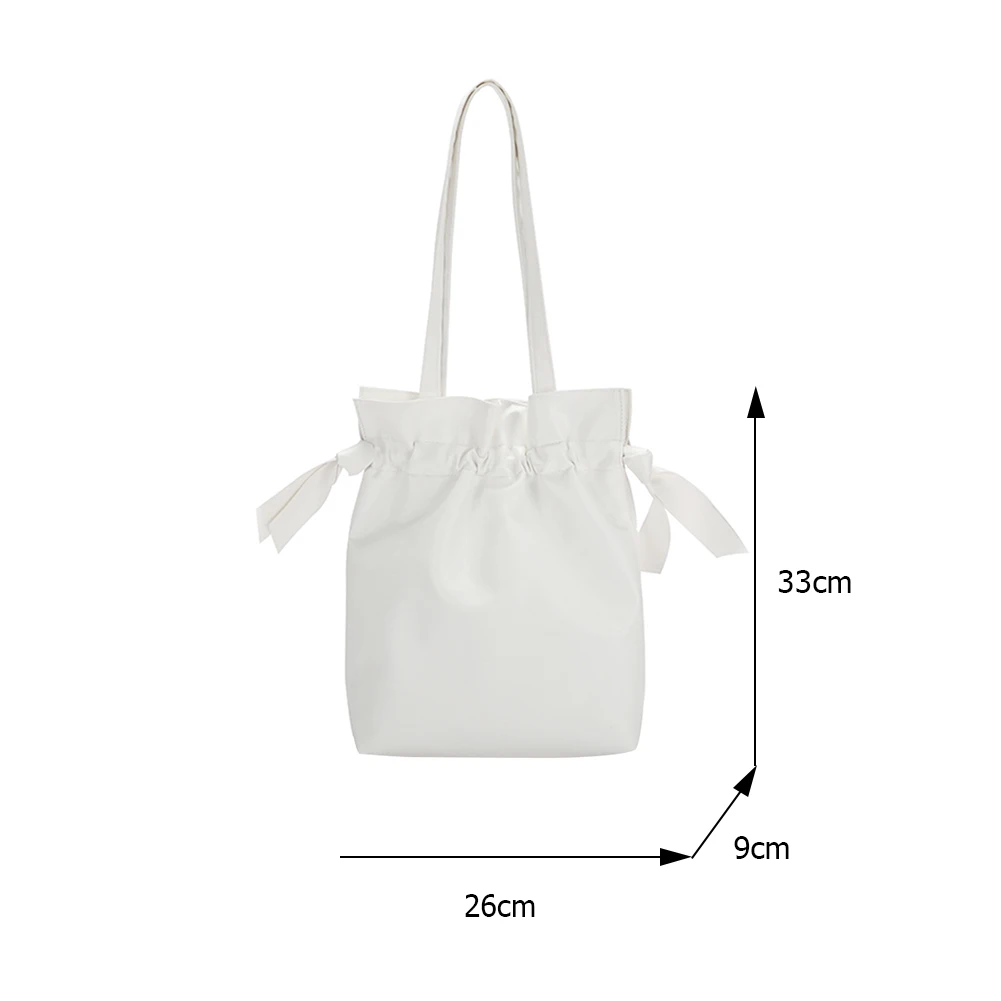 

Vintage Women Pure Color PU Leather Shoulder Underarm Bucket Bag Casual Ladies Drawstring Large Capacity Handbags