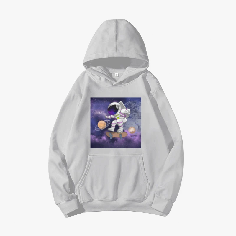 

Astronauts Skateboard Casual Pocket Winter Autumn Men Pullover Fashion Oversized Tops Hip Hop Cool Boys Creative Painting Tops