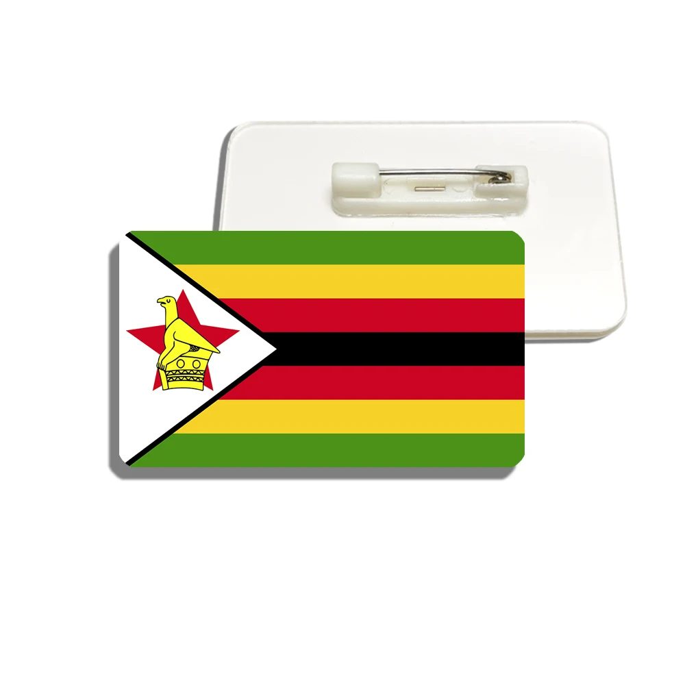 

Zimbabwe Flag Brooch Beautiful Lapel Pins For Women Hat Clothes Accessory Patriotic Trinket Acrylic Jewelry Badge