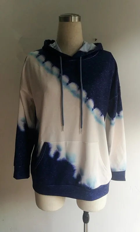 

Womens Hoodies Fashion Tie Dye Print Hoodie 2020 Casual Long Sleeve Loose Hooded Sweatshirt Autumn Winter Pullover Hoodies Tops