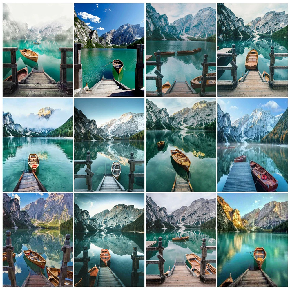 

EverShine алмазная живопись пейзаж мозаика наборы Алмазная вышивка полная квадратная горная вышивка крестиком картина с изображением лодки Ст...