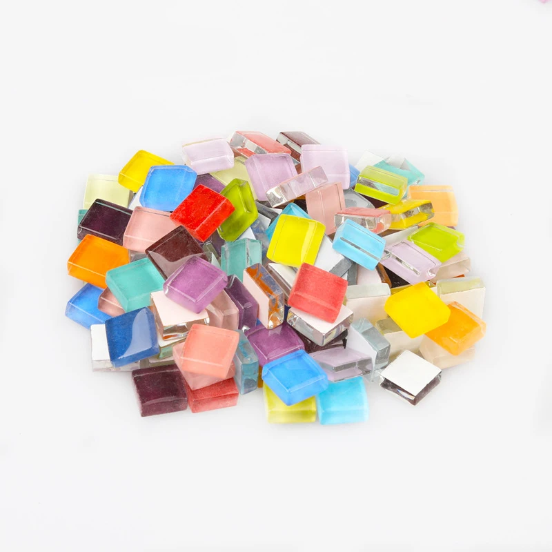 Mixed Color 200 г(около 200 шт) 1 см разноцветная квадратная стеклянная плитка для рукоделия от поставщика модных украшений для дома GYH - Цвет: Mixed Color