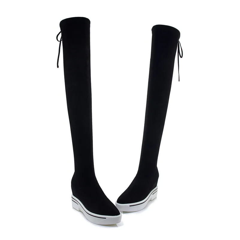 FEDONAS Winter Platform Boots Warm Flock Women Over The Knee High Boots Party Night Club Shoes Woman Wedges Long Boots