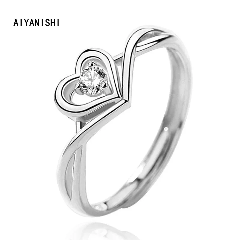 

AIYANISHI Fashion Trendy Rings For Women 925 Silver Bridal Wedding Heart Sona Diamond Engagement Ring Bijoux Femme Drop Shipping