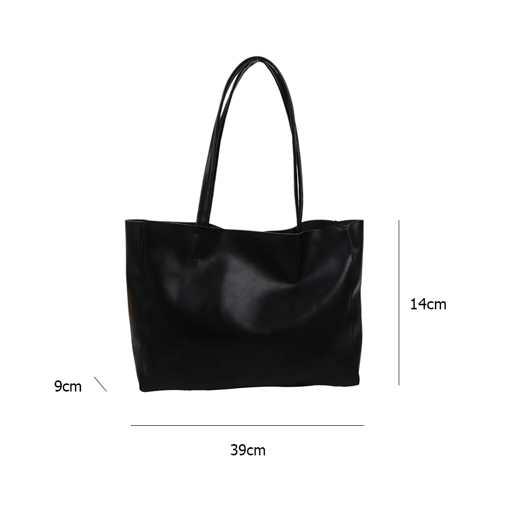 

Fashion Women Large Capacity Shoulder Bag Solid Color Soft PU Leather Handbags Female Casual Street Travel Shopping Totes