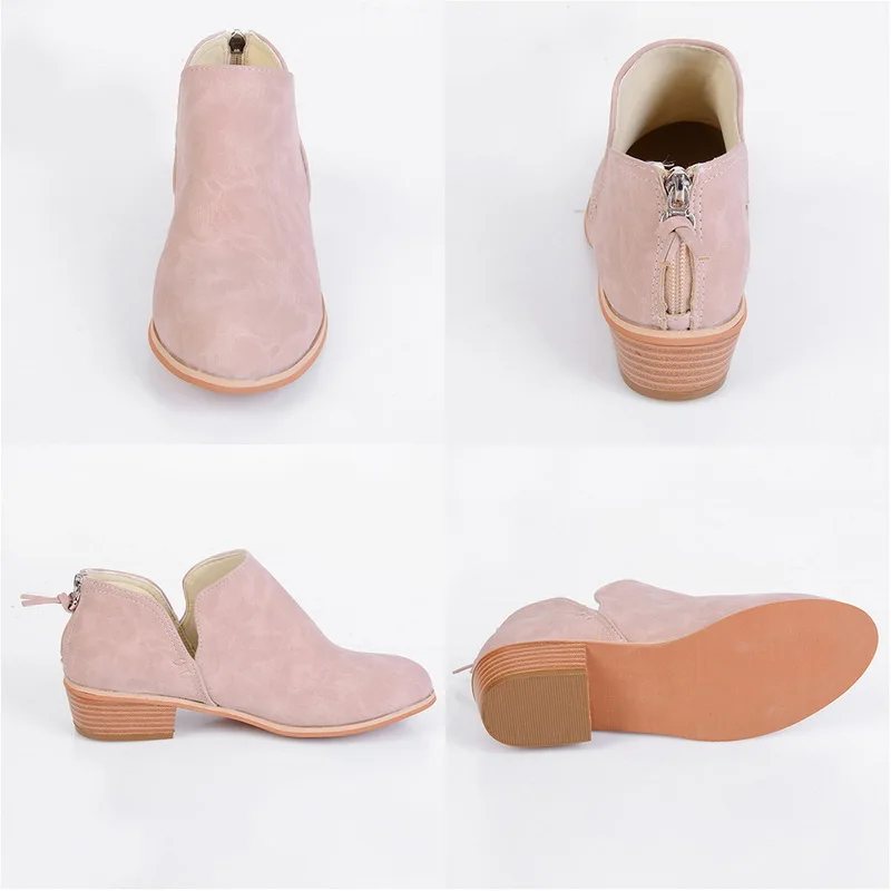 Осенние женские ботильоны тонкие туфли на высоком квадратном каблуке без