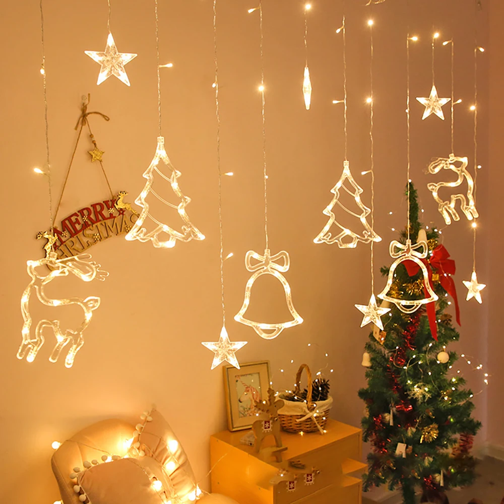 

2.5M Christmas Tree Deer Bell LED Lamp String Lights 6W Garland String Lights Outdoor Home Wedding Party New Year Decoration