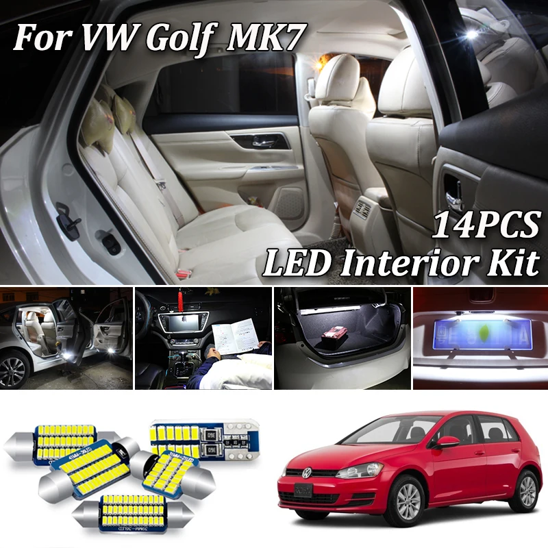 

14Pcs White Canbus LED Interior Light Kit For Volkswagen VW Golf 7 VII MK7 GTI LED Interior Light + License Plate lamp