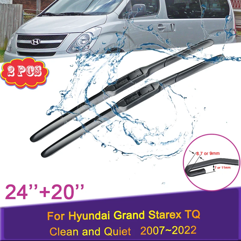 

Car Wiper Blades for Hyundai Grand Starex TQ 2007~2022 Front Windshield Frameless Silent Snow Scraping Rain Rubber Accessories