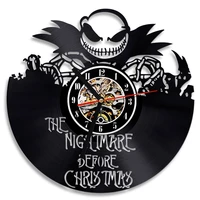 nightmare before christmas theme cd record led clock 3d classic mute hanging wall clock creative antique style halloween clock