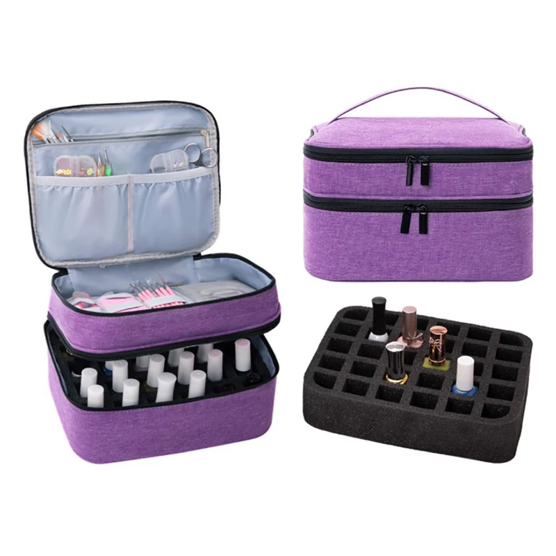 

Essential Oil Carry Bag Portable Travel Double-layer Nail Polish Box Cosmetic Storage Perfume Lipstick Organizer