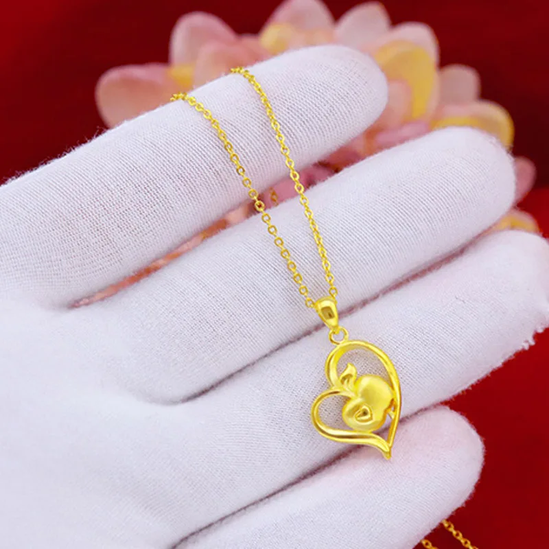 

Korean Japanese Style Necklace For Women Wholesale Yellow Gold Color Love Necklace New Chain Pendant Choker Girl Birthday Gifts