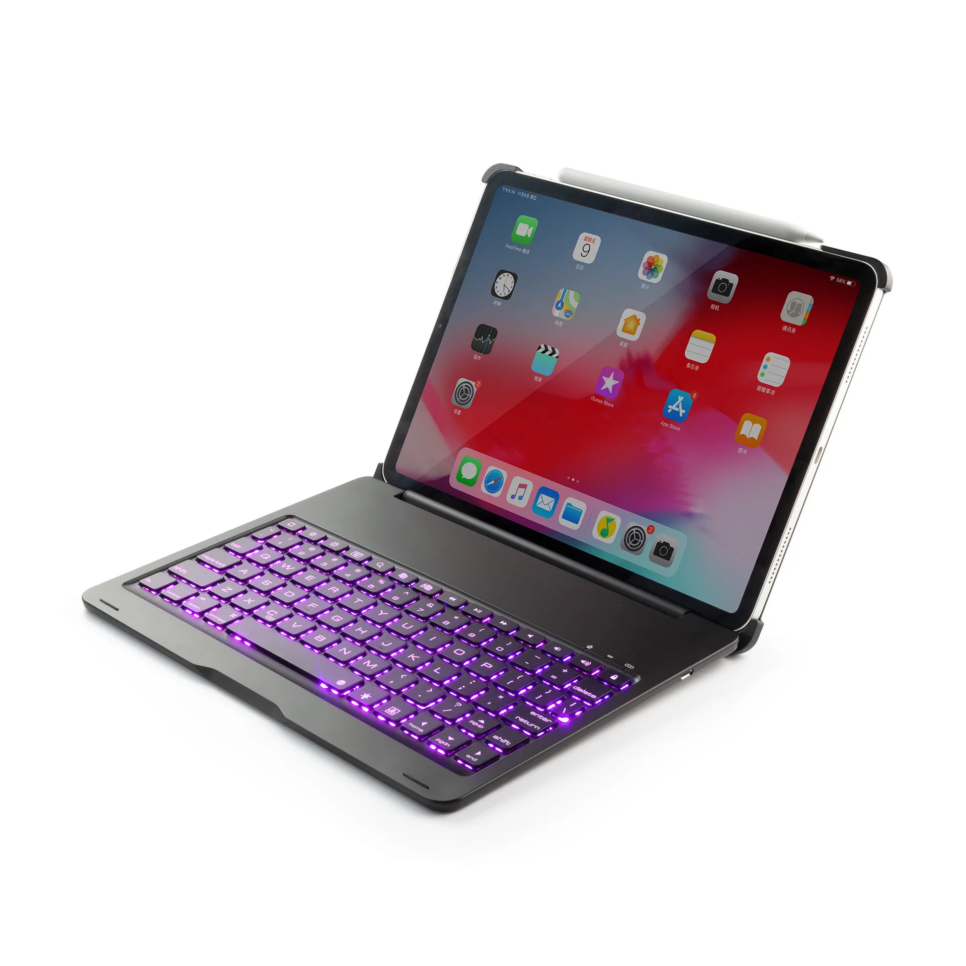 

New Cover for iPad Pro 11 inch Colorful Backlit Keyboard for ipad Pro11 2018 Wireless External Aluminum Alloy Keyboard