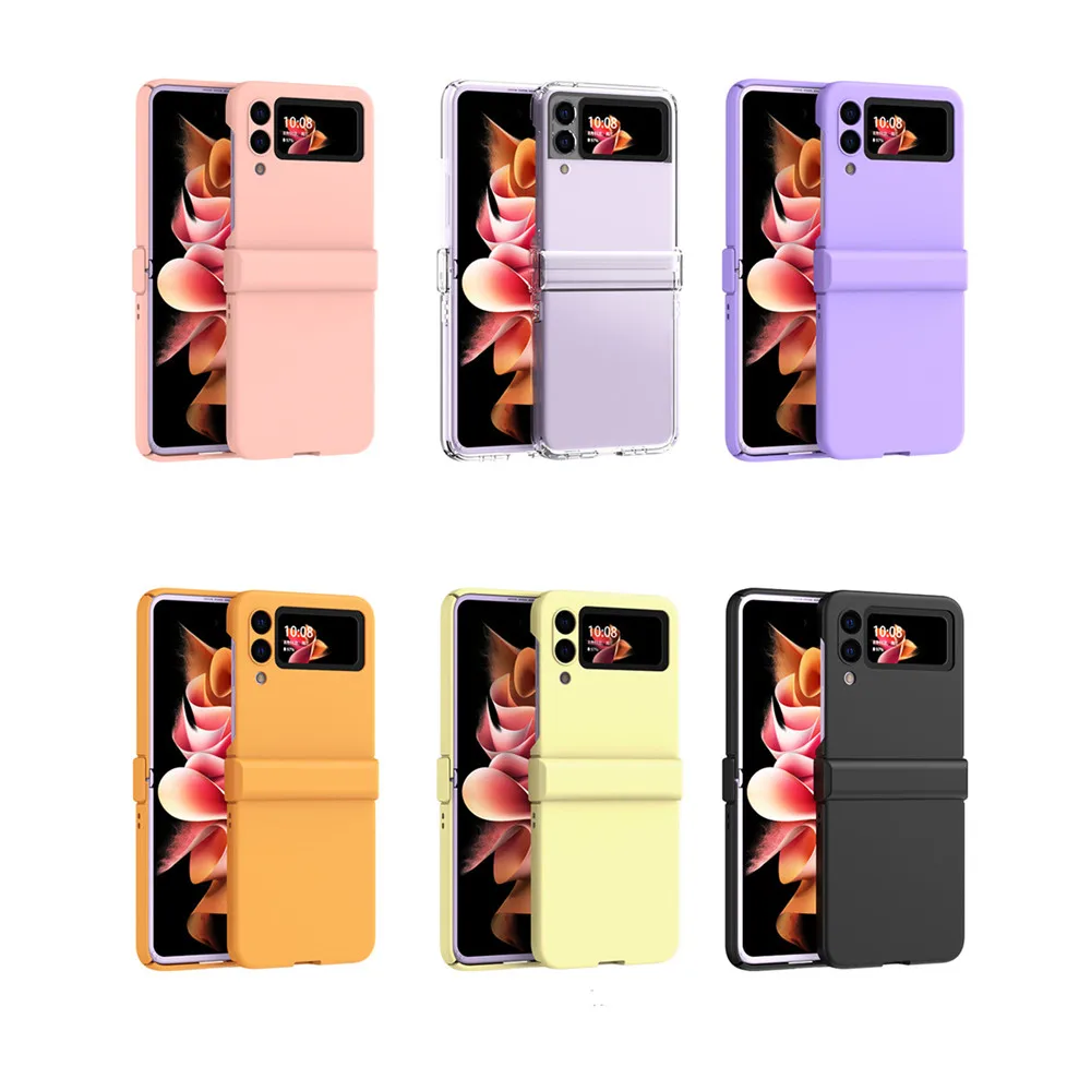 Candy Color Ultra Thin Case For Samsung Galaxy Z Flip 4 3 5G Hinge Full Protection Hard PC Back Cover For Samsung Z Flip 3 Cases