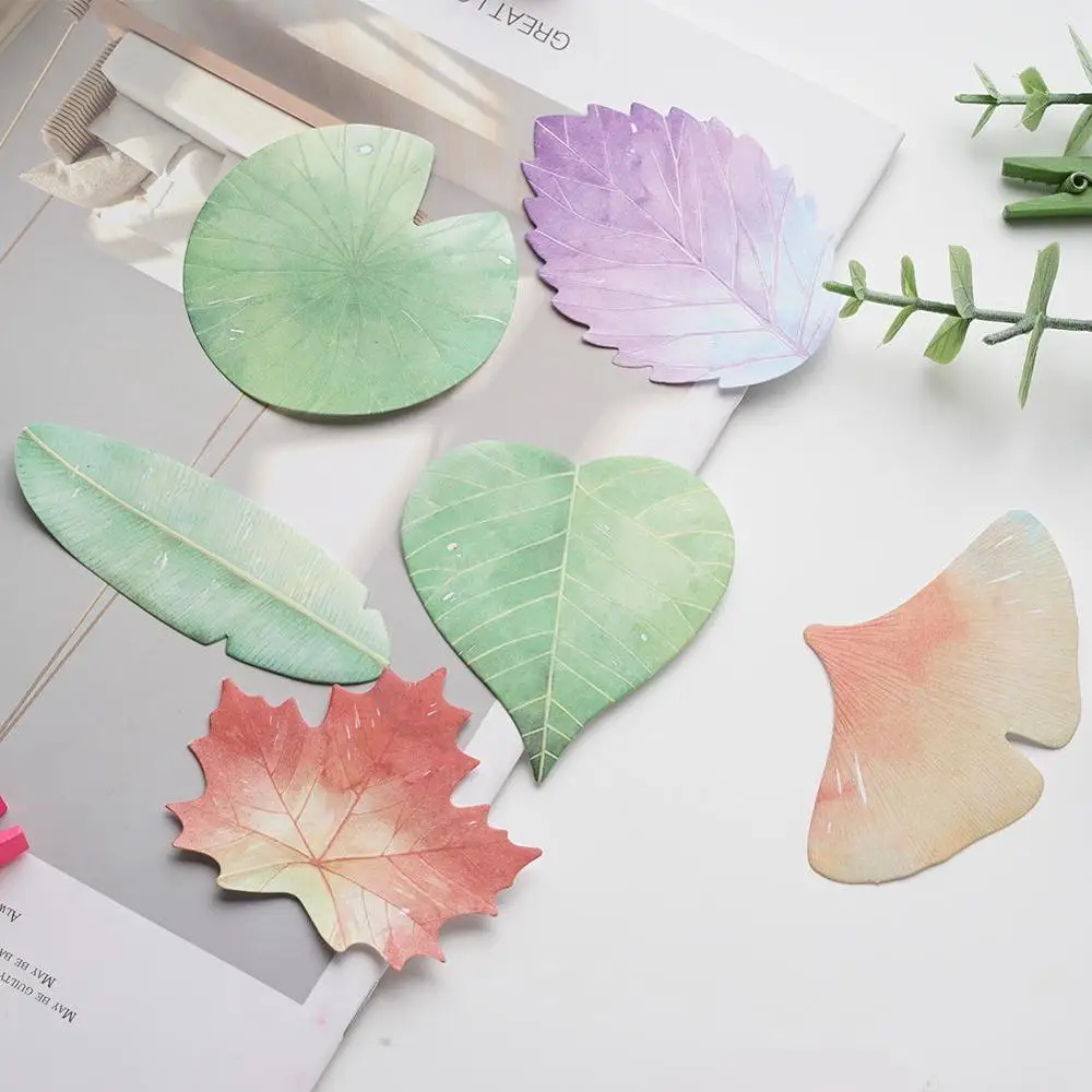Cute Kawaii Natural Plant Leaf Sticky Note Memo Pad Office Planner Sticker Paper Korean Stationery School Supplies | Канцтовары для