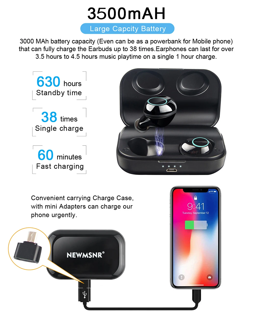 Newmsnr X8 TWS сенсорный Bluetooth 5,0+ EDR наушники, IPX7 водонепроницаемый HiFi стерео CVC 8,0 шумоподавление