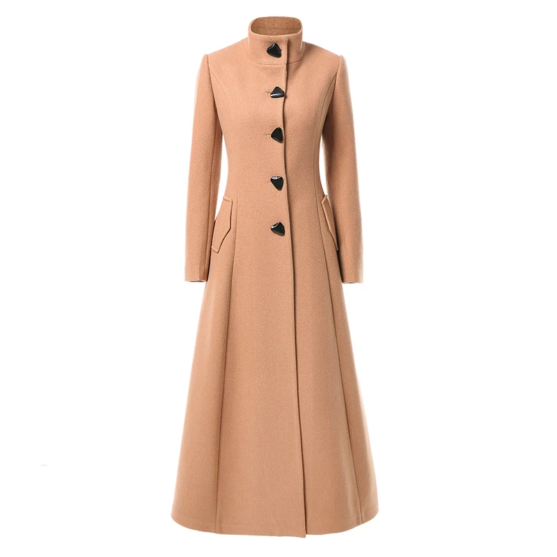 

2020 New Autumn Winter Female Windbreaker Solid Color Woolen Outwear Single Breasted Ultra Long Women Wool Jacket Coats Overcoat