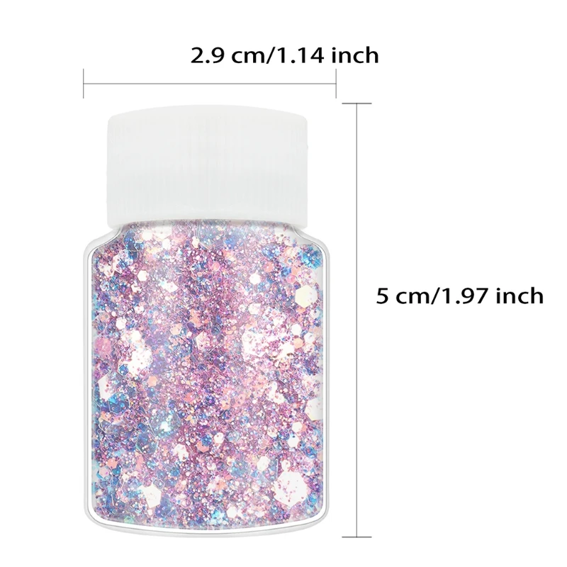 

12 Colors Holographic Chunky Glitter Sequins DIY Crafts Flakes for Face Body Eye Hair Nail Decoration