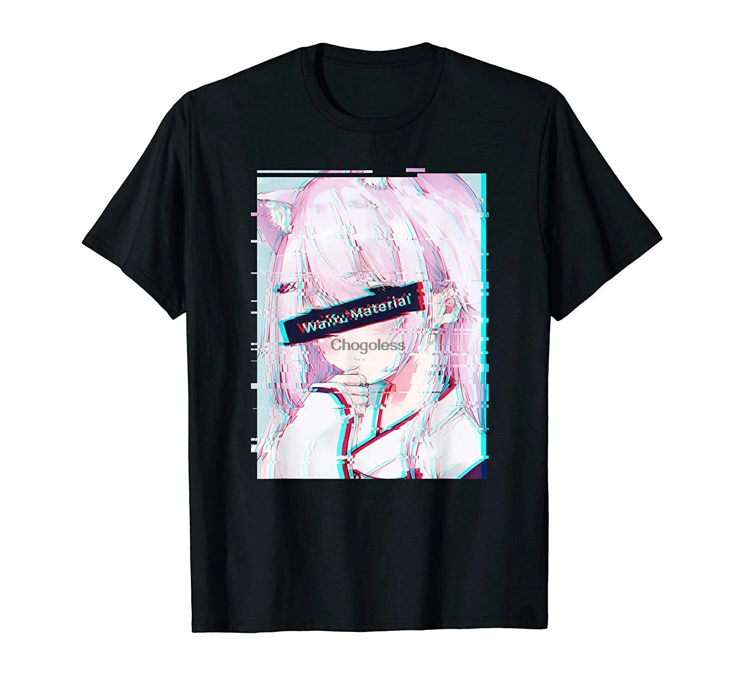 Аниме футболка Waifu с японской девушкой Neko Vaporwave аниме в эстетике (1)|Мужские