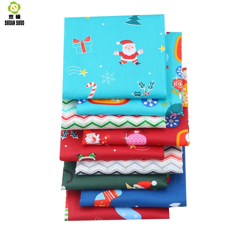 Shuanshuo Half Meter  Christmas Printing Cotton Fabric  For Handmade DIY Quilting Sewing Textile Material   150*50cm