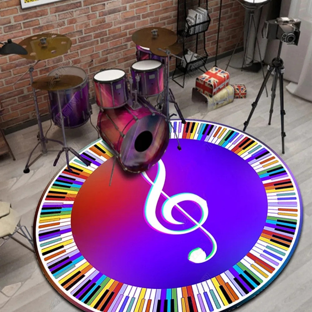 

New Round Carpet Music Symbol Piano Key Multicolor Carpet Home Decoration Mats Kids Play Area Rugs Room Rug Computer Chair Child