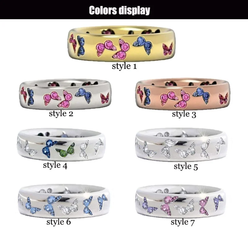 

Aesthetic Butterfly Rings For Women Multicolor Zircon Stone Inlay Fashion Jewelry Engagement Wedding Party Gift Cute Female Ring