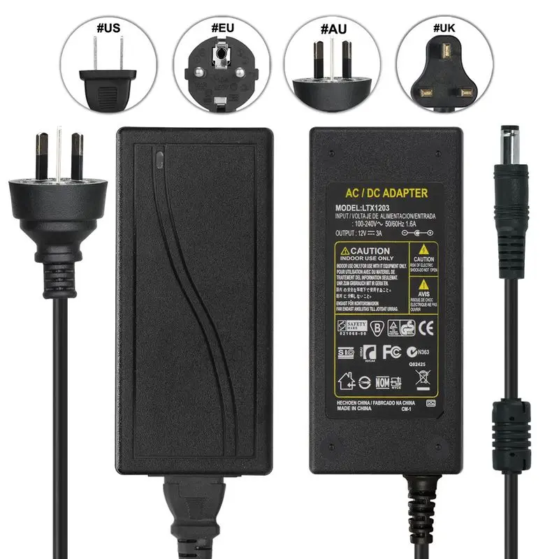 AC 220V к DC 12V CCTV источник питания Переключение 3A адаптер зарядное устройство