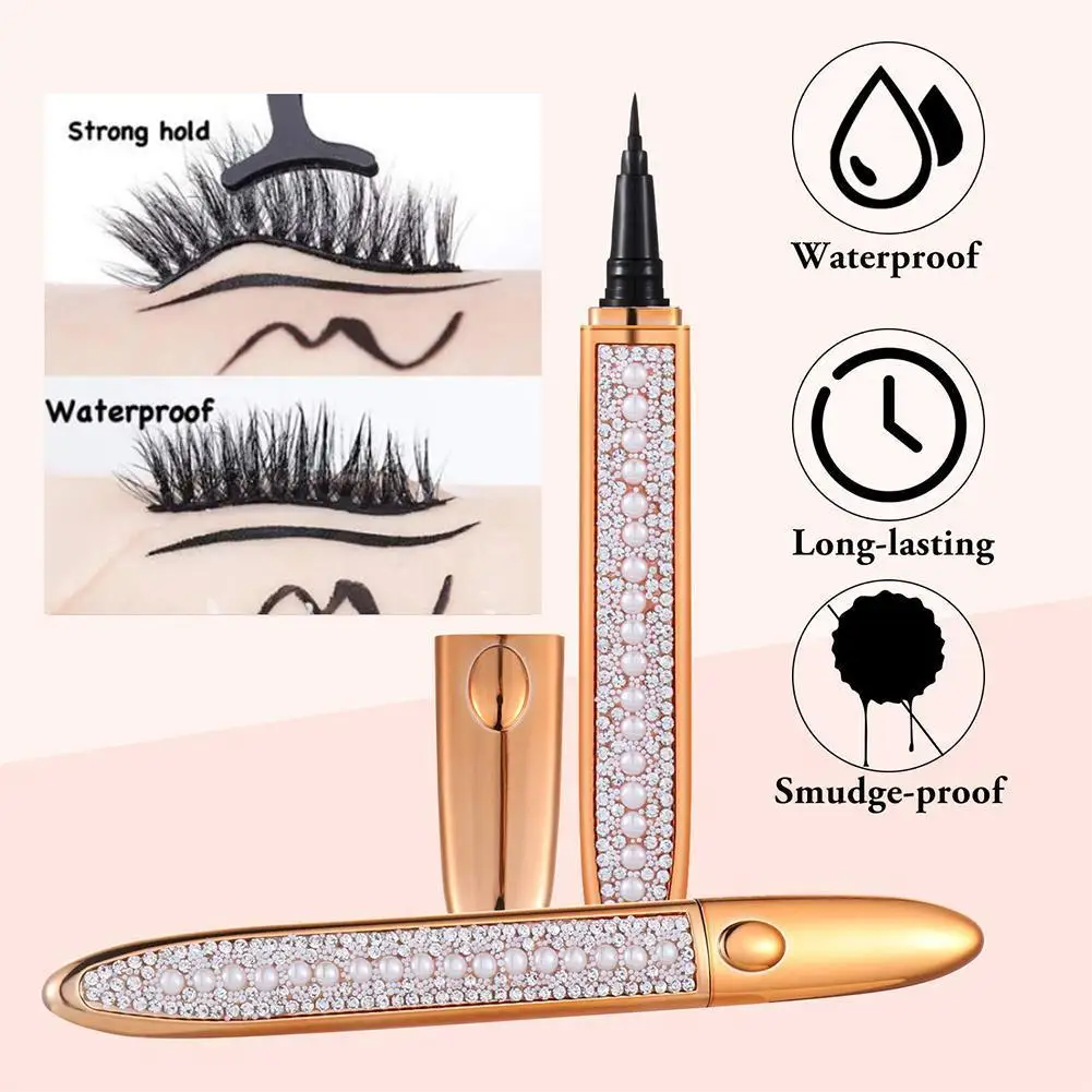 

2 Pairs 3D Faux Mink False Eyelashes With a Magic Self-adhesive Eyeliner Pen Natural Long Fluffy lashes No Glue Needed Fast Dry