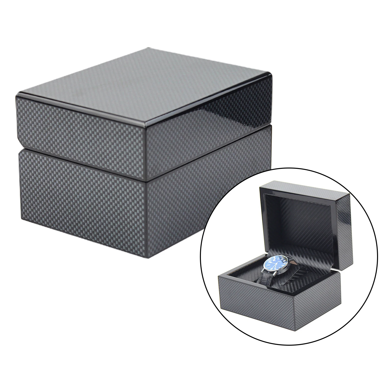 

Luxury Single Watch Box Wristwatch Display Jewelry Organizer Traveling Black