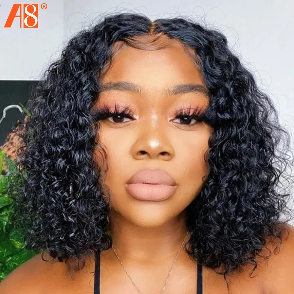 

Short Bob Curly Human Hair Wigs 180% Density Kinky Curly Bob Wig Brazilian Remy Human Hair 13x1 Lace Front Wigs Pre Plucked