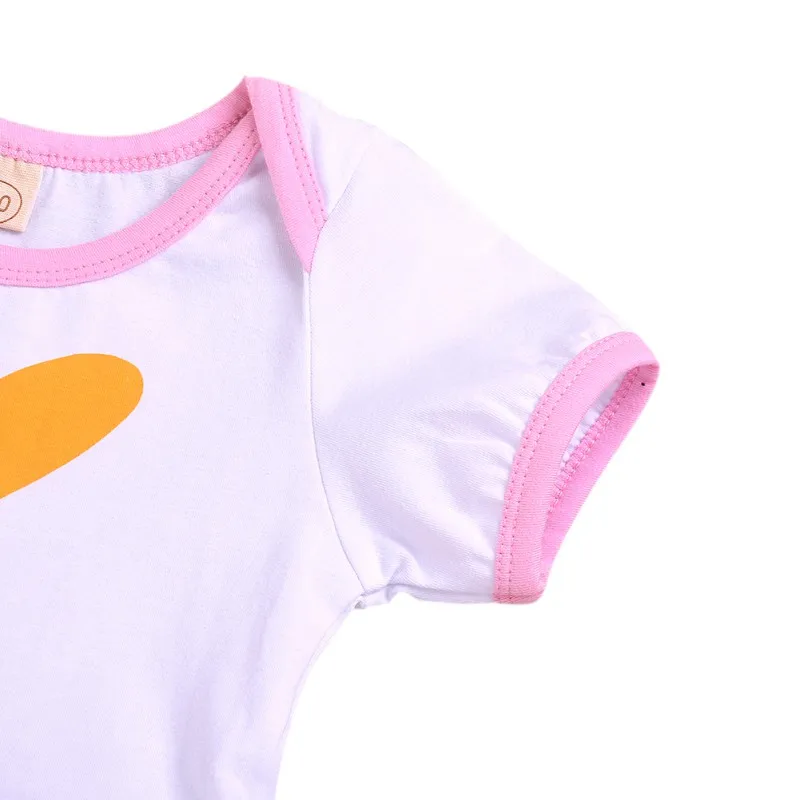 Милые От 0 до 3 лет с круглым вырезом Летние повседневные модные розовые