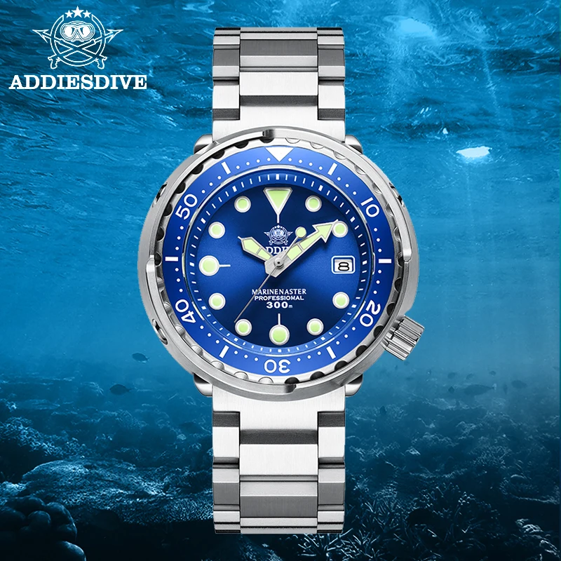

Canned Tuna Dive Watch Super Luminous NH35 Automatic Watch Man Mechanical Watch 300M Diver Watches Sapphire Crystal 1975 Blue