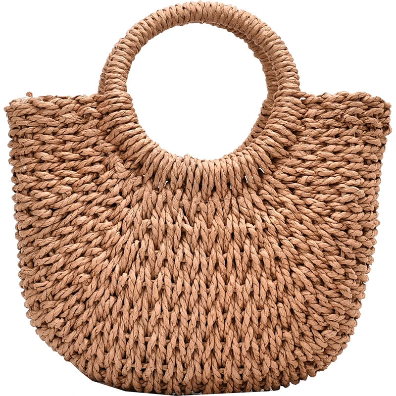 

2020 Summer Straw Bag Half Moon Weave Beach Bohemian Shoulder Bag Fashion Straw Handmade Woven Handbag Bag Rattan