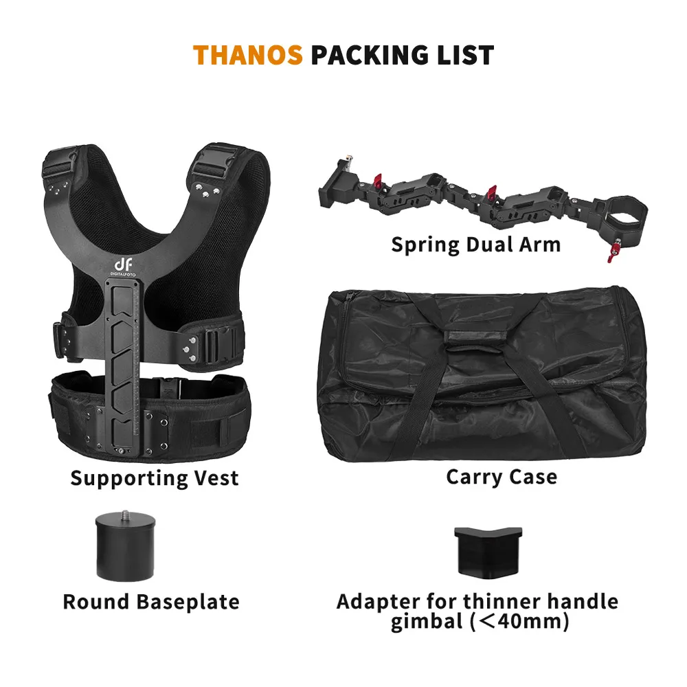 DF DIFITALFOTO THANOS-PRO Gimbal Stabilizer Supporting System with Dual-Spring Arm + Load Vest for DJI Ronin-S/ Zhiyun Crane 2 |