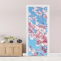 door mural sticker 3d flower wall paper removable pvc waterproof self adhesive door wallpaper for living room bedroom decoration