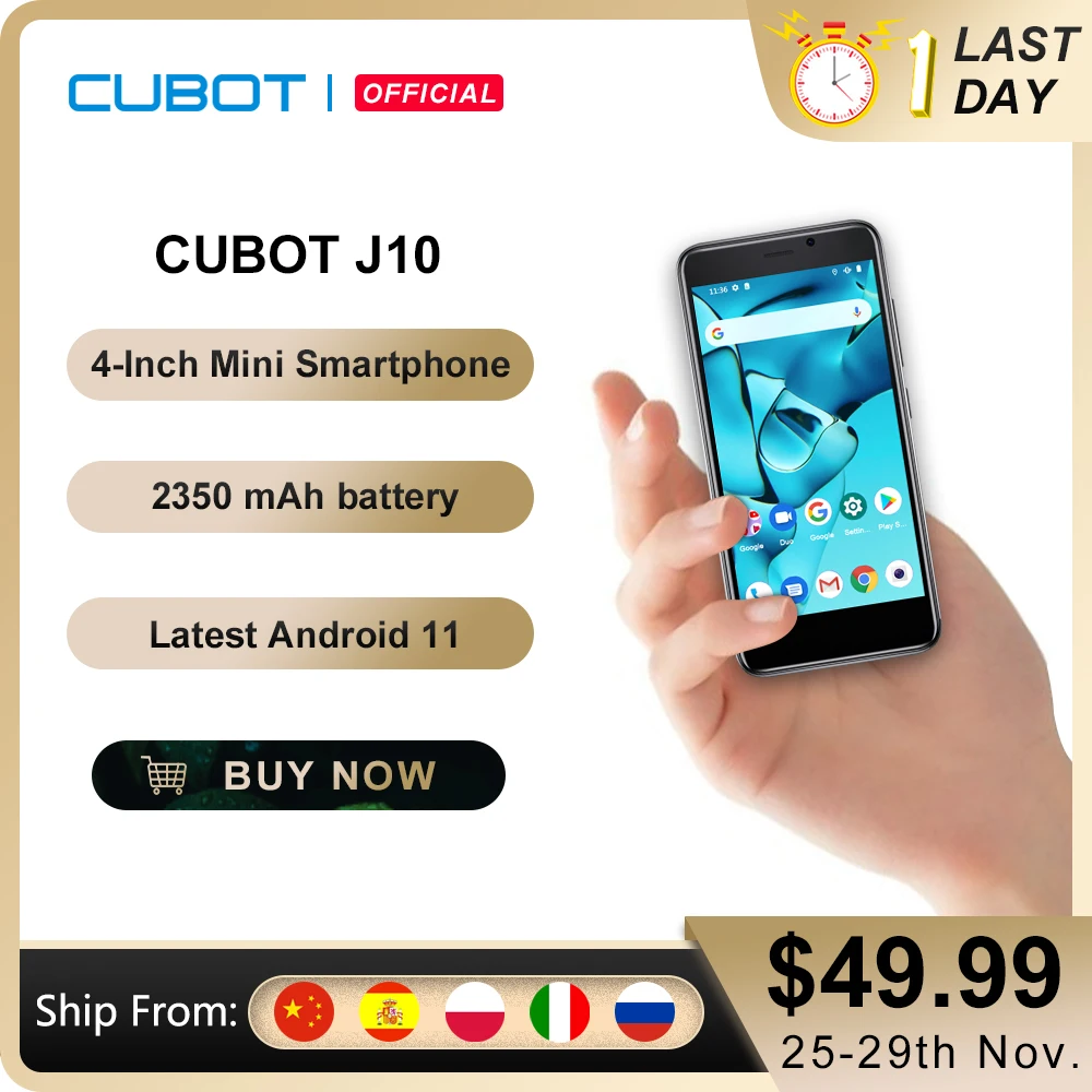 Cubot J10 смартфон на андроид 11 4-дюймовый экран мини телефон дешёвый оперативная