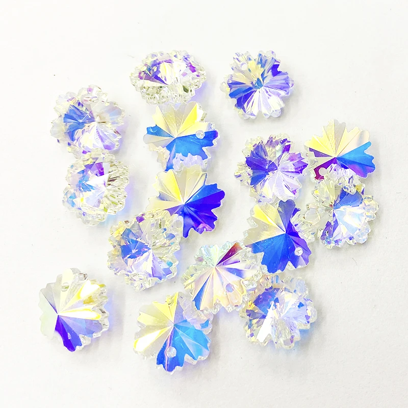 

Shiny Snow Glass sewing Rhinestones 14mm Crystal Stone Sew on Rhinestones Necklace DIY Sewing Accessories