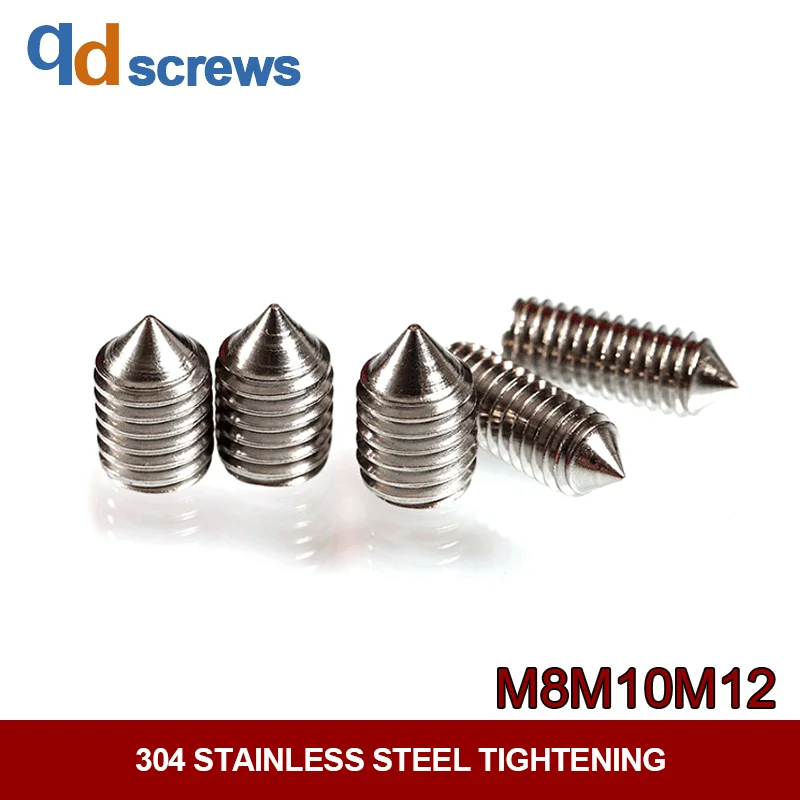 

304 M8M10M12 Hexagon socket set screws with cone point inner hexagon tip tightening Set screws DIN914 GB78 ISO 4027 JIS B 1177.3
