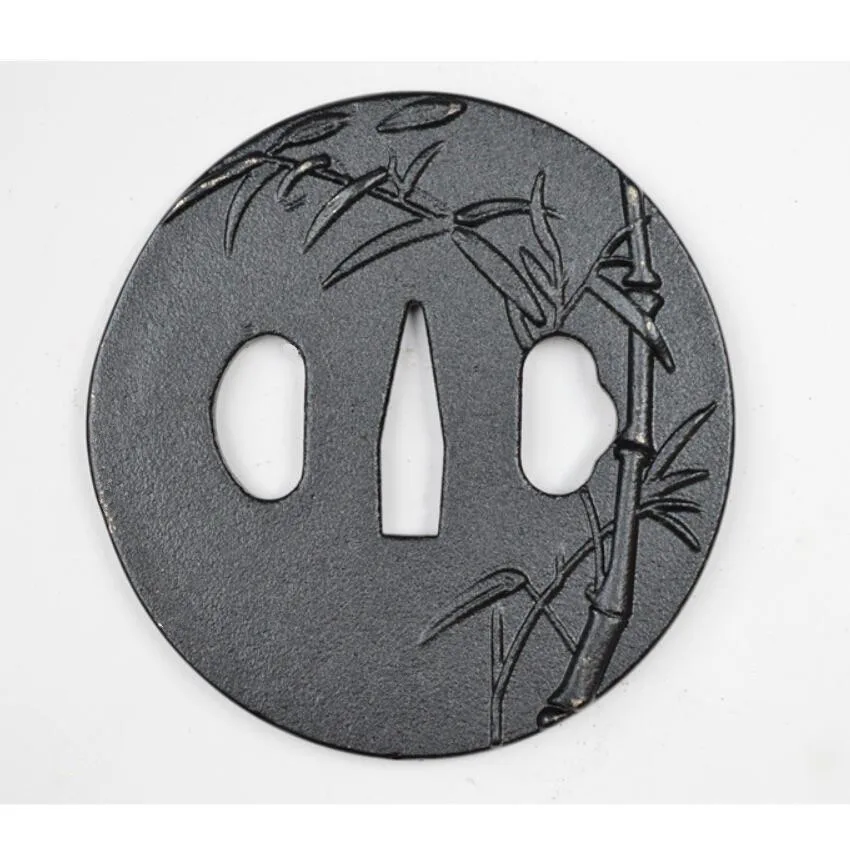 Ручная работа Прочная Железная сталь Бамбуковая Tsuba ручная защита для японского