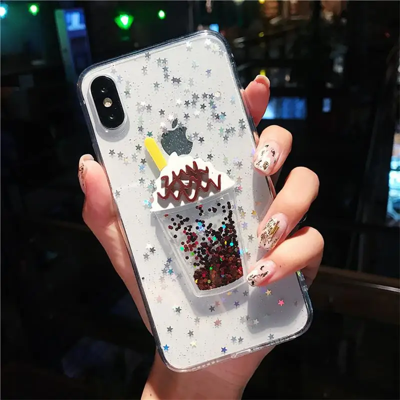 Style 2 Прозрачный чехол для телефона с яркими блестящими звездами для iPhone XS MAX 11 Pro XR X 7 8 6s Plus hello kitty Ice Cream Quicksand - Цвет: Style 2
