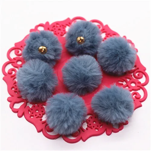 grey blue 20pcs 20 шт 25 мм смешанные цвета имитируют кроличий мех покрытая тканью, круглая круглые бусины кулон домашний сад кабошон ремесла Ювелирные изделия DIY - Цвет: grey blue 20pcs