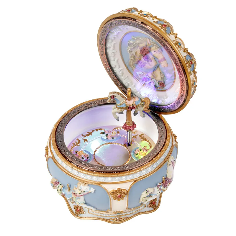 

Glowing Carousel Music Box Music Box Sky City Creative Birthday Gift Resin Valentine's Day Gift