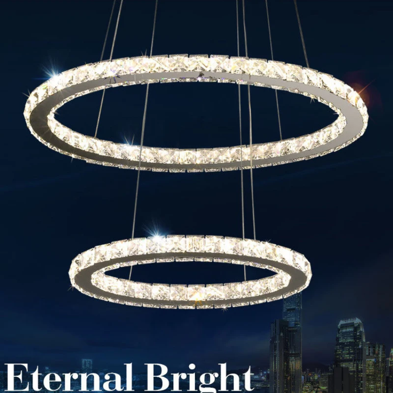 Круглые кольца двойное кольцо хрустальная люстра люстры для ресторана 4000 K