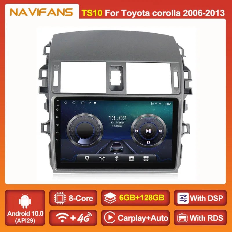 

Автомобильный радиоприемник API30 6G + 128G, стерео для Toyota Corolla 10 E140 E150 2006-2013, мультимедийный видеоплеер, навигация GPS, Android 11 DSP
