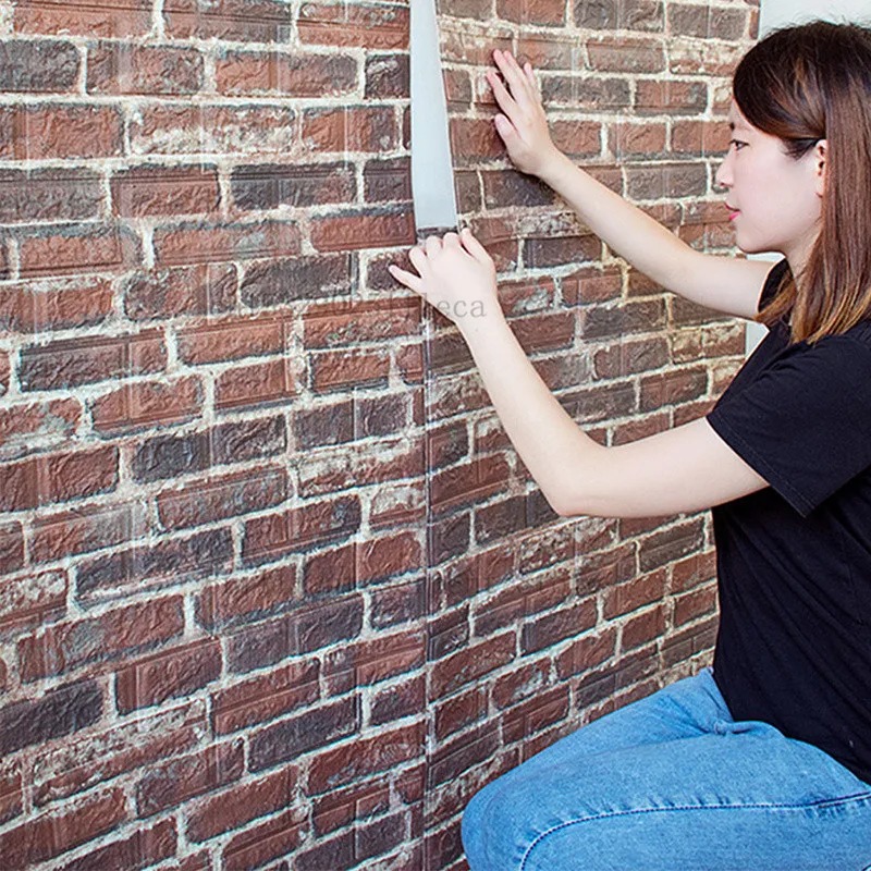 

Самоклеящаяся настенная наклейка, 70x77 см, кирпичный узор, фон для стены, водонепроницаемая декоративная пленка, для дома, кухни, ресторана, б...