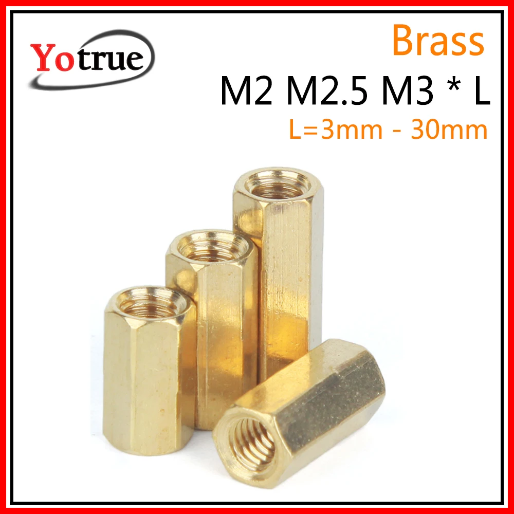 100 шт./лот M2/M2.5/M3 * L плоская головка внутренняя резьба латунная шпилька