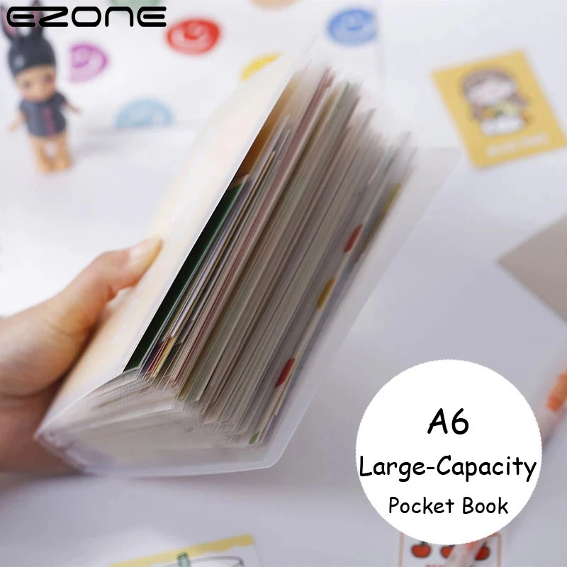 EZONE A6 40 Sheets Cards Card Storage Book Pocket Large Capacity Organizer Bill Sticker Invoice Album Holder Stationery Supplies
