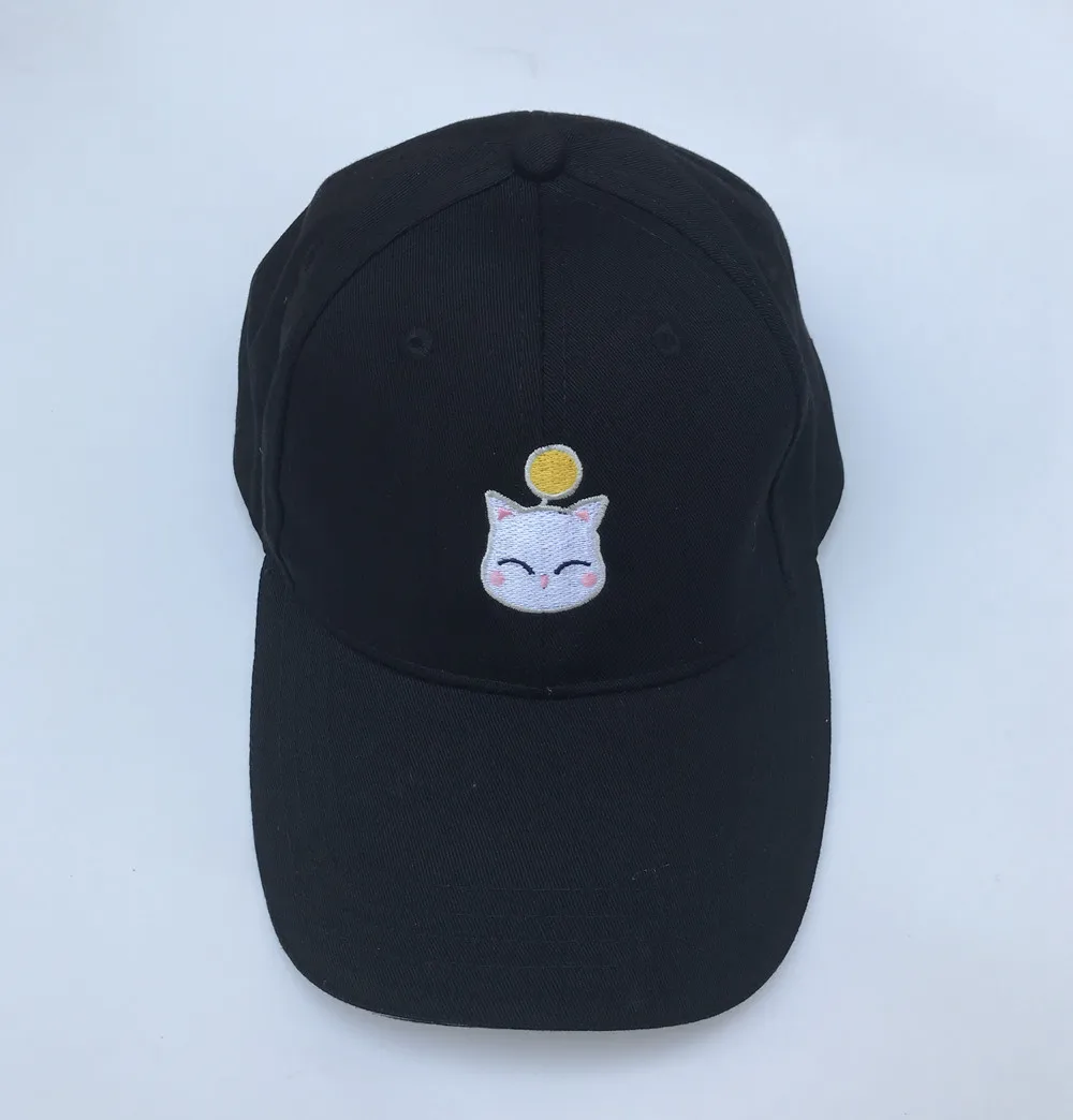 Final Fantasy XIV FF14 Moogle Cosplay Embroidery Hat Black Baseball Cap | Аксессуары для одежды